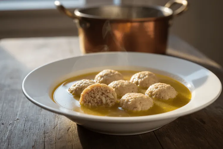 Griechische Youvarlakia-Suppe: Reis macht Fleischbällchen besonders
