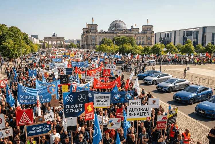 Deutsche Autoarbeiter protestieren nach erneuter VW-Gewinnwarnung